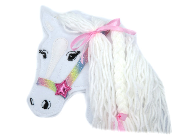 Applikation Pferd Pferdekopf gestickt Aufnäher Pony Fabelwesen Fantasie Fantasy Schultüte Schultasche Kinderzimmer Dekoration Tiere Nature Zauber freie Farbwahl